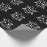 12TH wedding anniversary silk Wrapping Paper<br><div class="desc">Your twelfth wedding anniversary has the traditional gift is silk. This crest style design is a romantic design for couples celebrating 12 years of marriage. If you would like any help customizing this design please contact me,  their is an ask this designer button,  just below this text.</div>