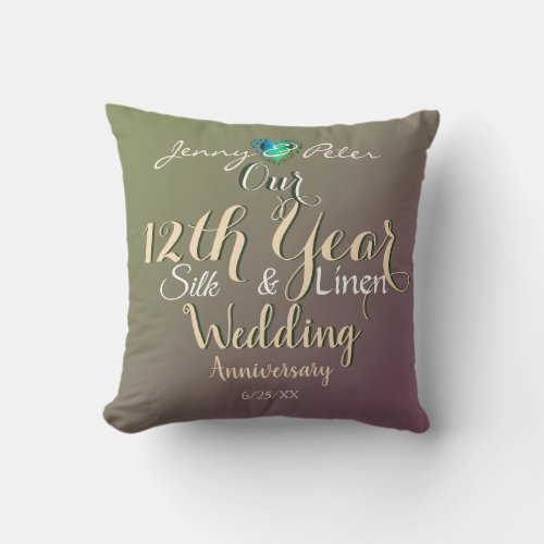 12th Year Wedding Anniversary Jade Throw Pillow
