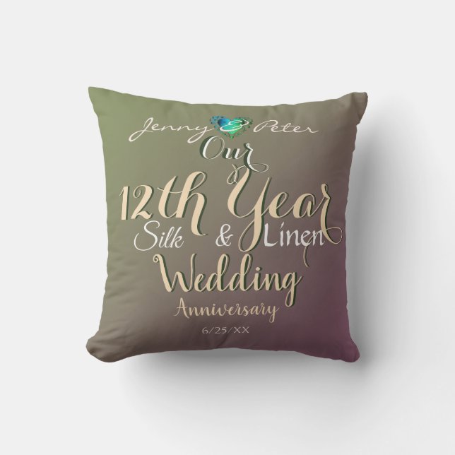 12th Year Wedding Anniversary Jade Throw Pillow (Front)