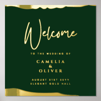 12x12 FOIL GREEN Gold Elegant Wedding Welcome Sign