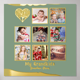 12x12 Photo Collage Gold Foil Sage Olive Green Prints