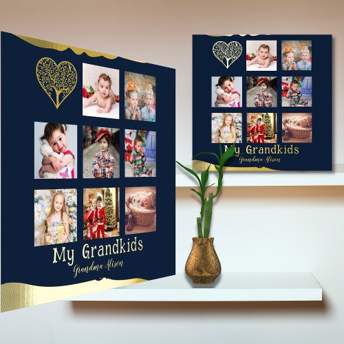 12x12 Photo Collage REAL GOLD FOIL Wall Art
