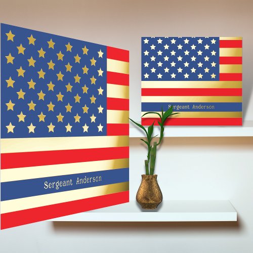 12x12 Thin Blue Line Police Law US Flag REAL GOLD Foil Prints