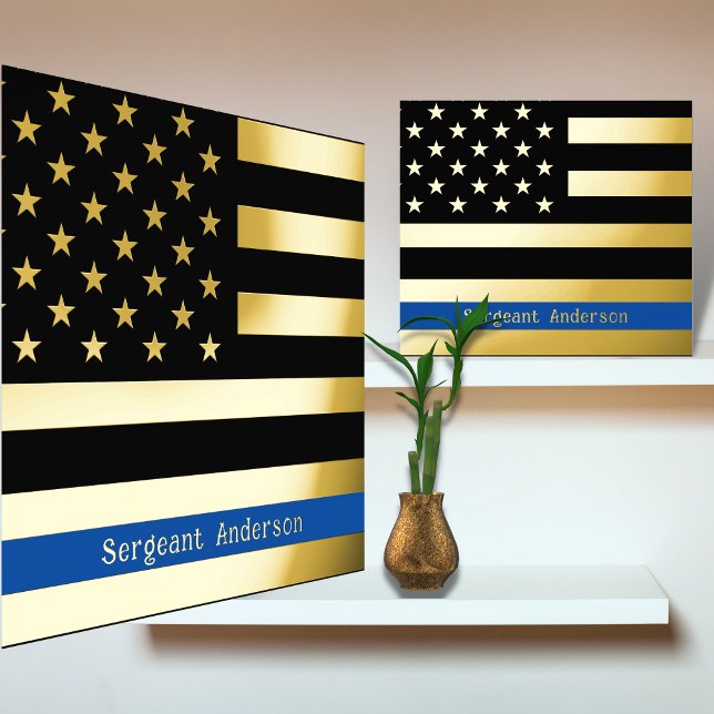 12x12 Thin Blue Line US Flag REAL GOLD FOIL  Foil Prints (Creator Uploaded)