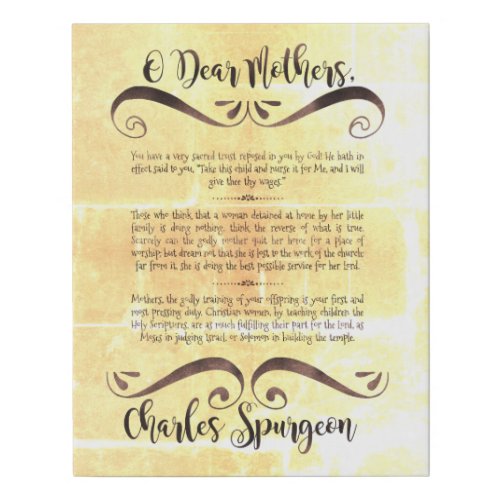 12x14 Spurgeon Quote on Mothers Faux Wrapped Faux Canvas Print