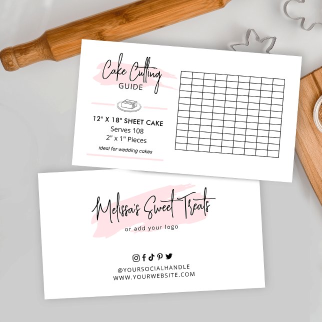 12x18" Sheet Wedding Cake Cutting Guide 2x1 Slices Enclosure Card (Rectangle wedding cake cutting guide for 12 x 18 inch sheet cake)