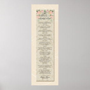 12x36 To Build a Lasting Love - Cream Damask Roses Poster