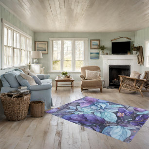 12'x9' Indoor Area Rug Lavender Periwinkle Garden