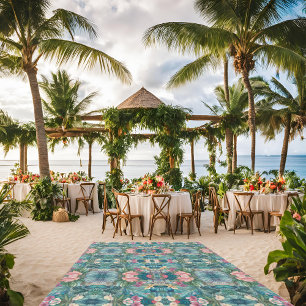 12'x9' Iridescent Tropical Wedding  Outdoor Rug