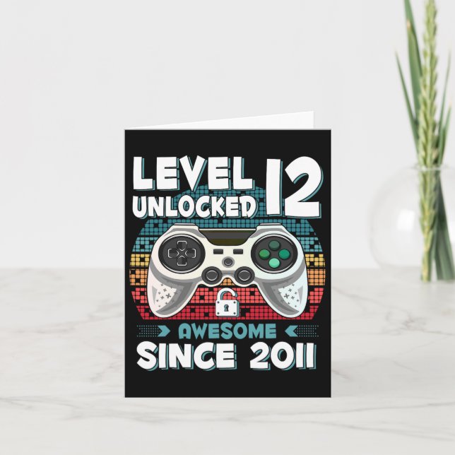 12yr Bday Son Boy Funny Gamer 12th 12 Year Old Bir Card (Front)