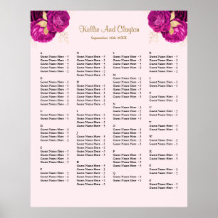 130 Pink And Gold Floral Wedding Seating Chart