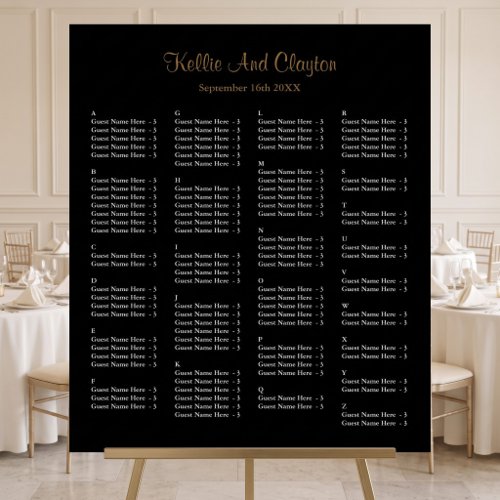 130 Simple Black Wedding Seating Chart Foam Board