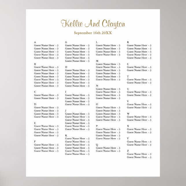 130 Simple Wedding Seating Chart (Front)