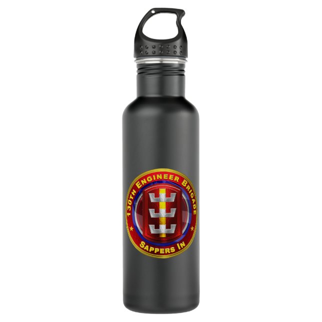 130th Engineer Brigade “Sappers In” Stainless Steel Water Bottle (Front)