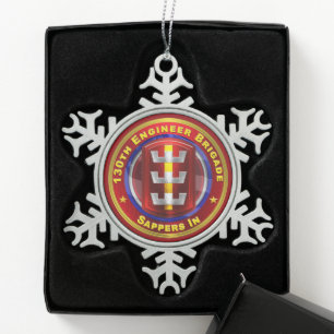 130TH ENGINEER BRIGADE   SNOWFLAKE PEWTER CHRISTMAS ORNAMENT