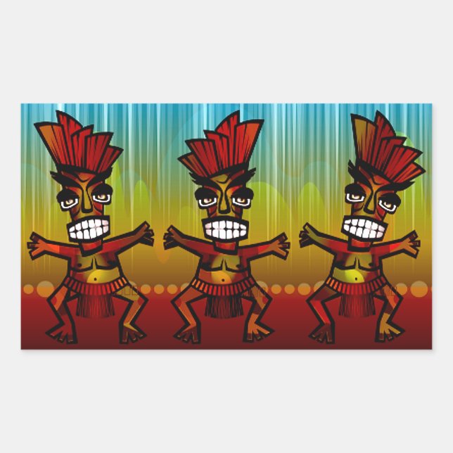 1312743176_Vector_Clipart Hawaiian Tiki men Rectangular Sticker (Front)
