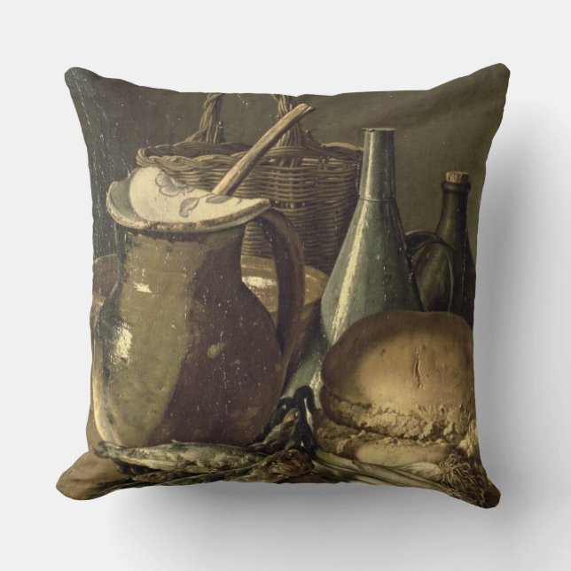 131-0058519/1 Still Life with Fish, Leeks and Brea Throw Pillow (Front)