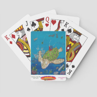 #131 8x10 Hitching a ride on a sea turtle Poker Cards