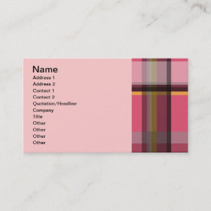 135 PINK BROWN PLAID PATTERN GRAPHIC BACKGROUNDS T BUSINESS CARD