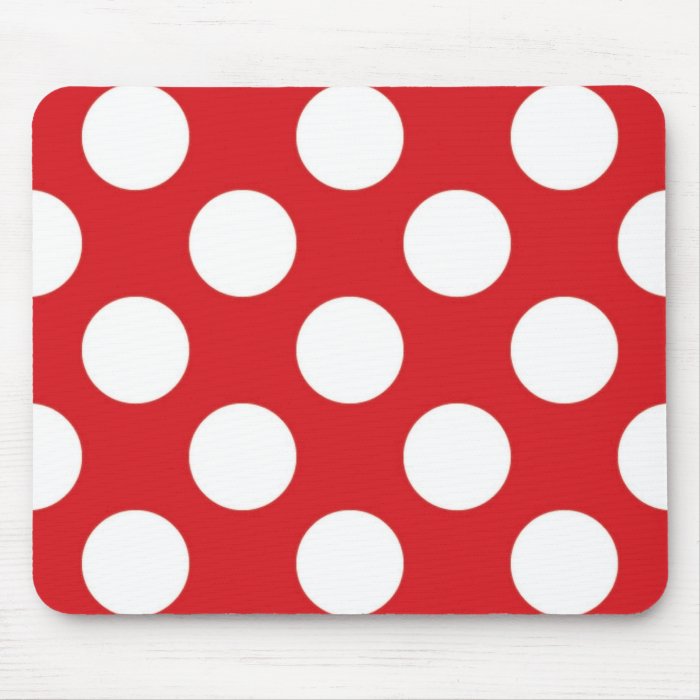 136 RED WHITE POLKA DOTS POLKADOT PATTERN BACKGROU MOUSEPAD