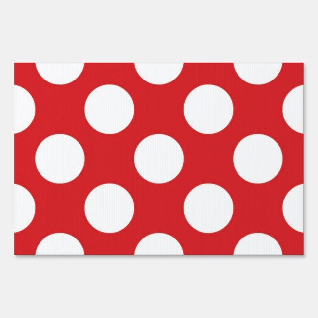 136 RED WHITE POLKA DOTS POLKADOT PATTERN BACKGROU SIGN (Front)