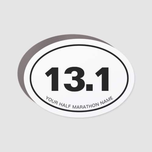 131 Custom Half Marathon Name Euro Oval Car Magnet