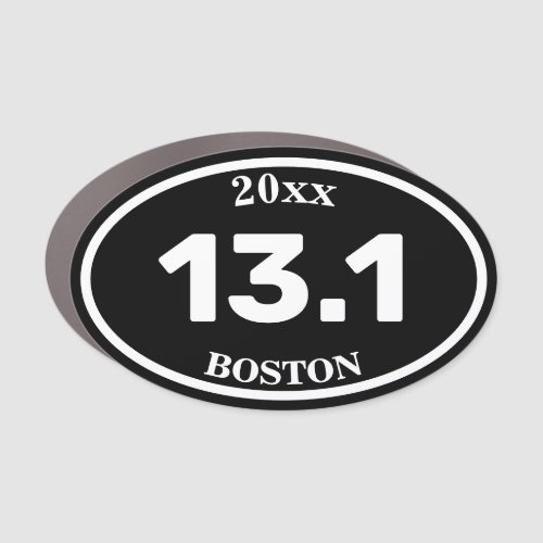 131 Custom Half Marathon Running Black Oval Car Magnet
