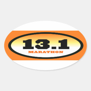 13.1 Half Marathon Black and Orange Oval Oval Sticker