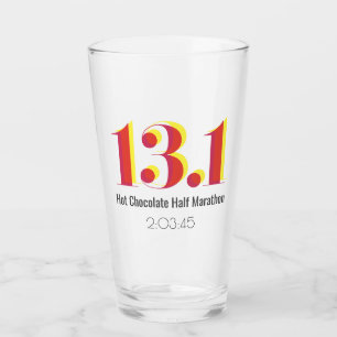 13.1 Half Marathon Running Bold Yellow Red Text Glass