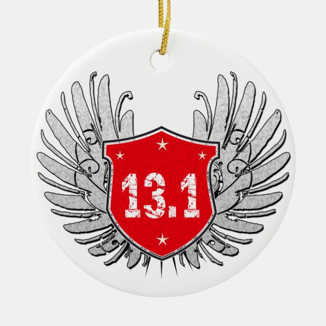 13.1 Half-Marathon Shield Ceramic Ornament (Front)