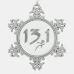 13.1 half-marathon snowflake pewter christmas ornament