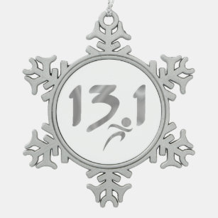 13.1 half-marathon snowflake pewter christmas ornament