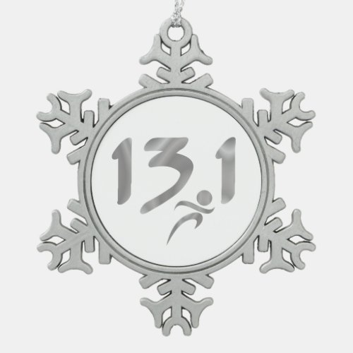 131 half_marathon snowflake pewter christmas ornament