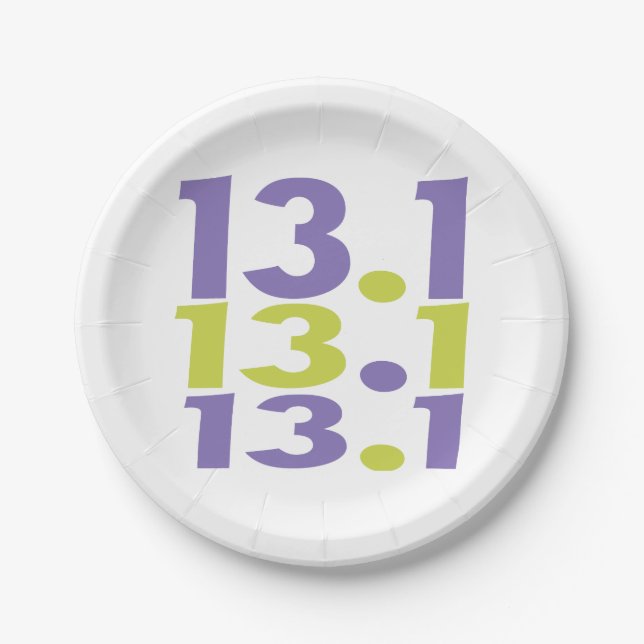 13.1 half marathon themed paper plates (Front)