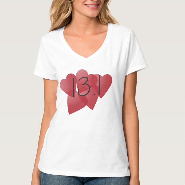 13.1 hearts - Half Marathon Love T-Shirt (Front)