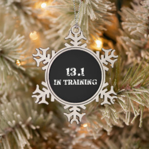 13.1 in Training Half Marathon Race - Running Snowflake Pewter Christmas Ornament