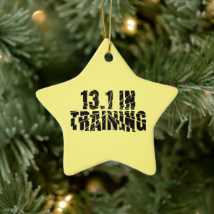 13.1 In Training Half Marathon Runner Broken Glass Ceramic Ornament
