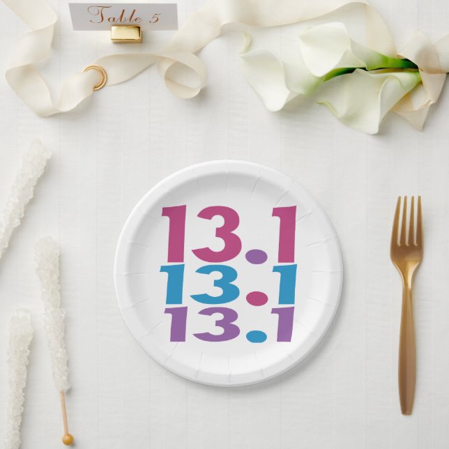 13.1 Marathoner - Half-Marathon Runner themed Paper Plates (Wedding)