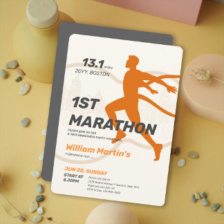 13.1 miles 1ST Marathon-Post Marathon Party Invitation