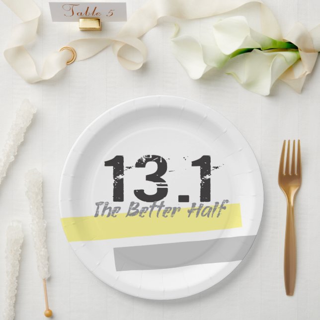 13.1 The Better Half - Half Marathon Runner Paper Plates (Wedding)