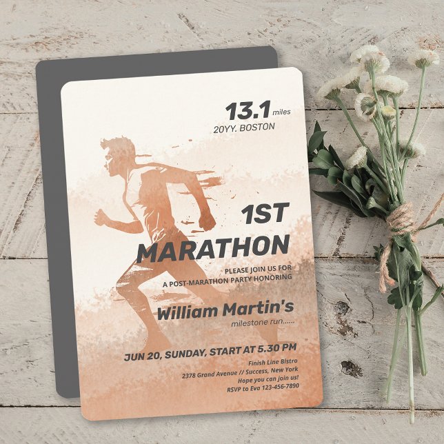 13.1miles 1ST Marathon-Post Marathon Party Invitation (13.1miles 1ST Marathon-Post Marathon Party Invitation)