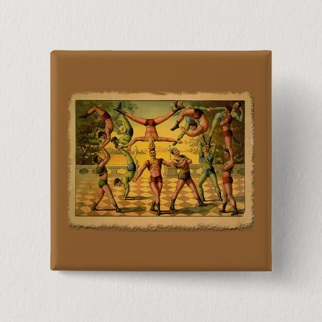 13 Acrobats Old Circus Poster on Tshirts Pinback Button (Front)