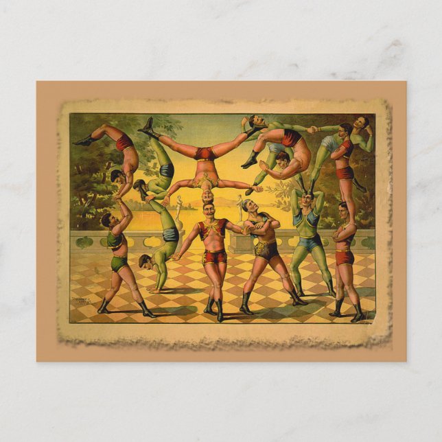 13 Acrobats Old Circus Poster on Tshirts Postcard (Front)