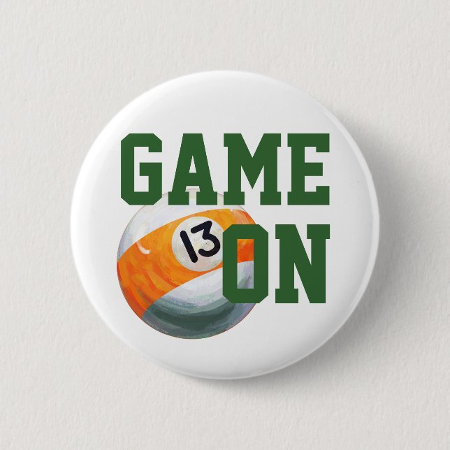 13 Ball Pinback Button (Front)