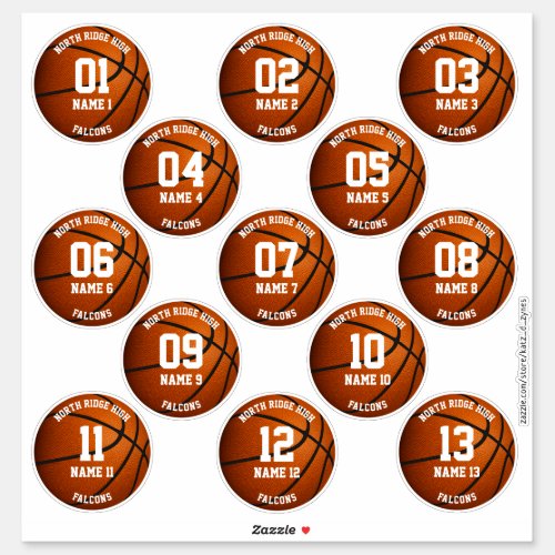13 basketball players INDIVIDUALLY personalized  Sticker