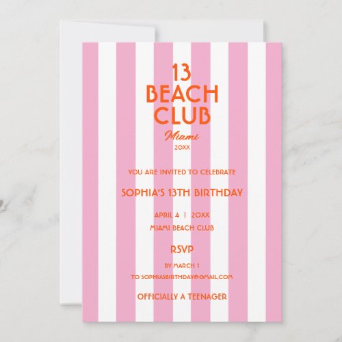 13 Beach Club Cabana Stripe 13th Birthday Party 