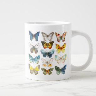13 beautiful butterflies insect art watercolor giant coffee mug