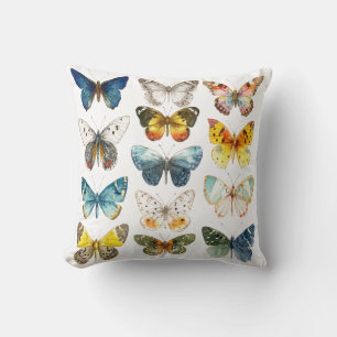 13 beautiful butterflies insect art watercolor throw pillow