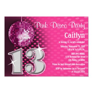13 Birthday Disco Party Card