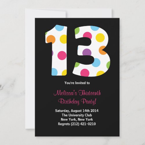 13 Birthday Party Invitation
